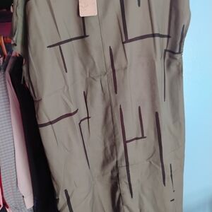 Chic Olive Midi Dress with Black Accents